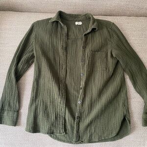 J. Crew Sage Green Gauze Textured Shirt